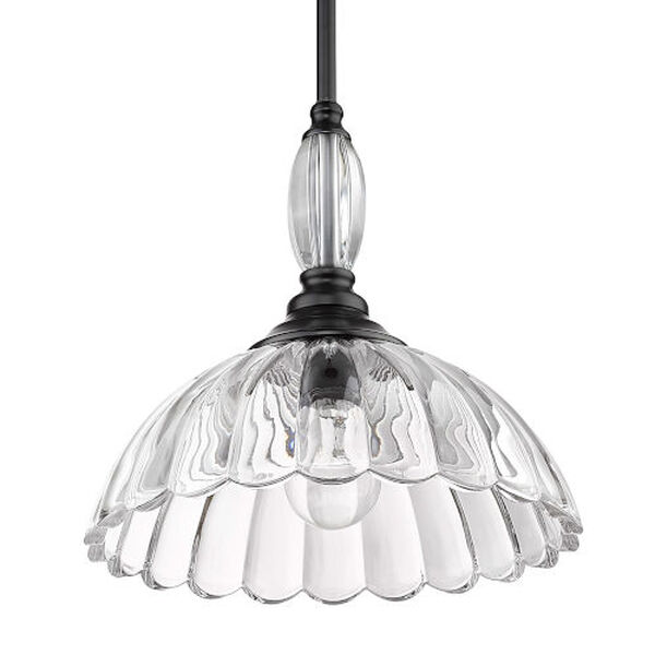 Audra Matte Black One-Light Pendant with Clear Glass Shade, image 5